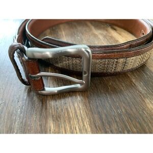 Brighton Designer Leather Woven Belt Silver Buckle Resortwear Casual Dress-38